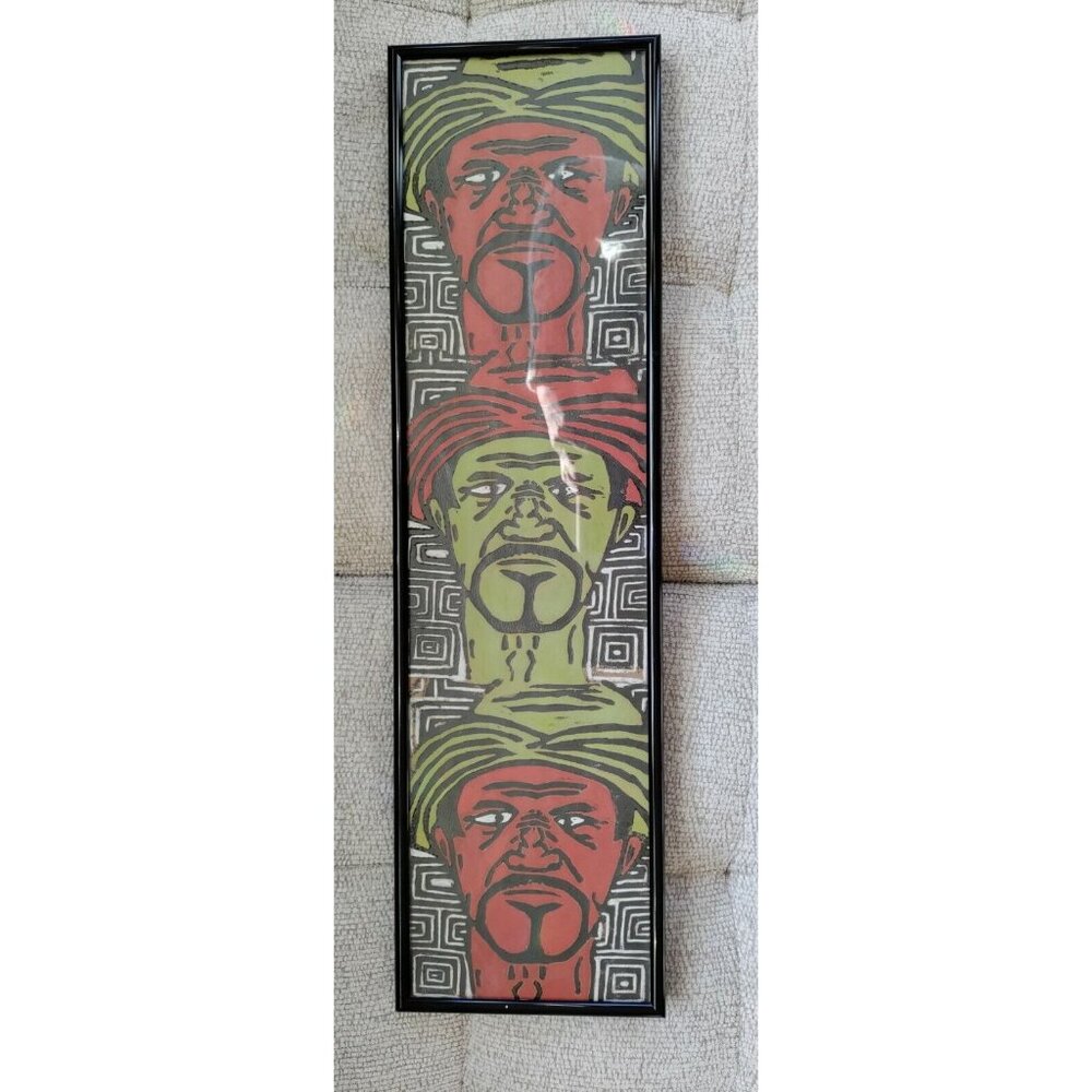 Civil Rights Black Panther Acrylic Mixed Media Painting Framed 6.5"X 23.25"